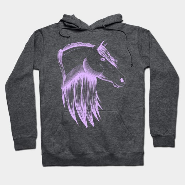 Purple Horse Sketch Hoodie by Lady Lilac